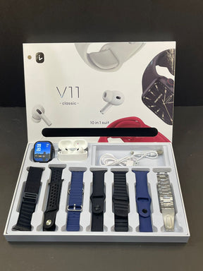 V11 Smart Watch With Airbuds 3rd Generation and 7 straps