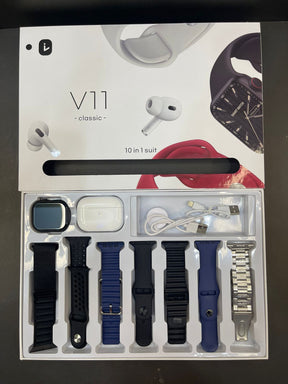 V11 Smart Watch With Airbuds 3rd Generation and 7 straps