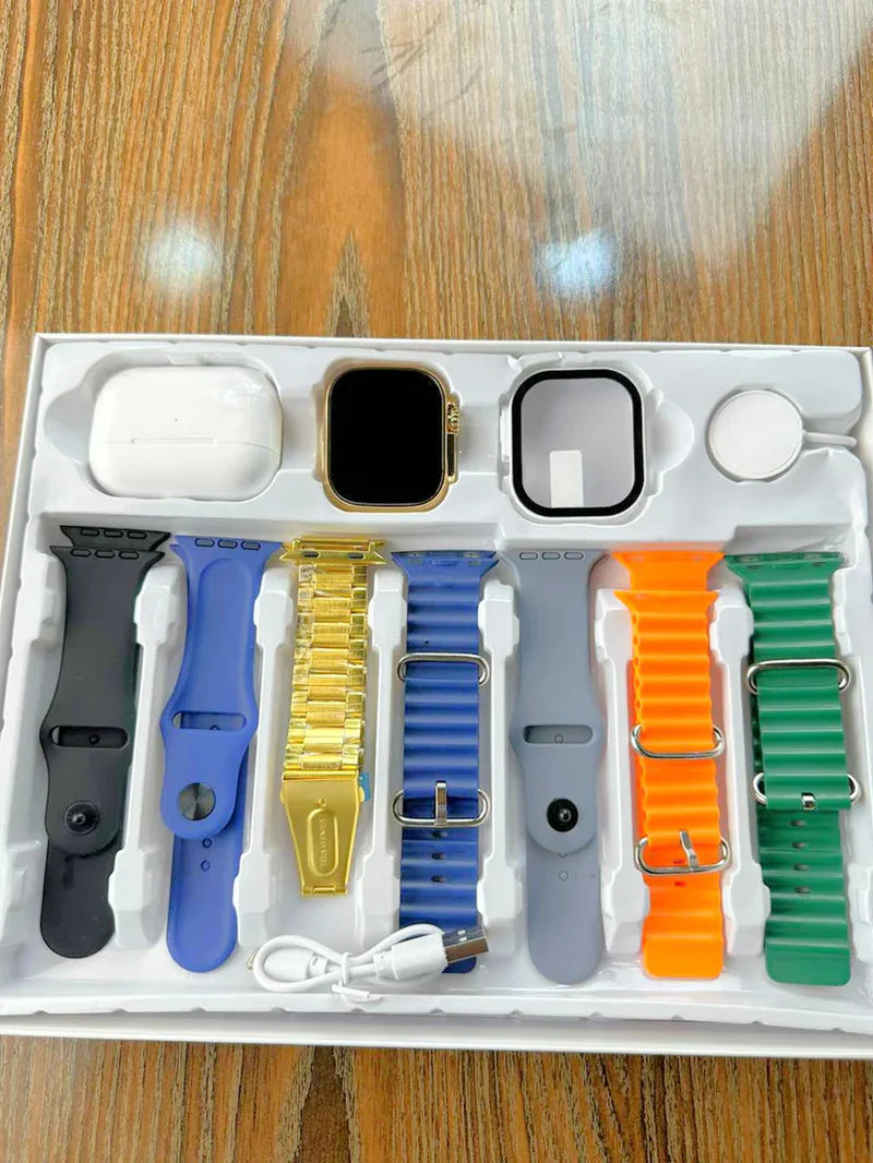 I20 ULTRA Smart Watch+7 extra straps+Watch case+Airpords